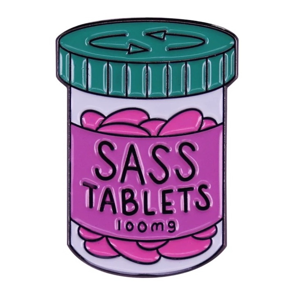 Sass Tablets Enamel Pin Cartoon Pills Pharmacist Pharmacy Student Funny Gift